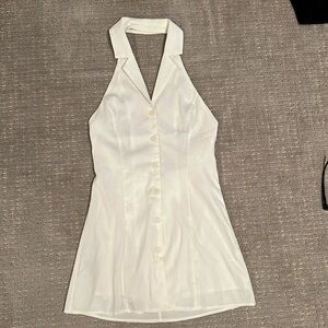 SNDYS Button Down Mini Dress in White, Small